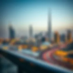 Scenic view of Dubai skyline with iconic structures