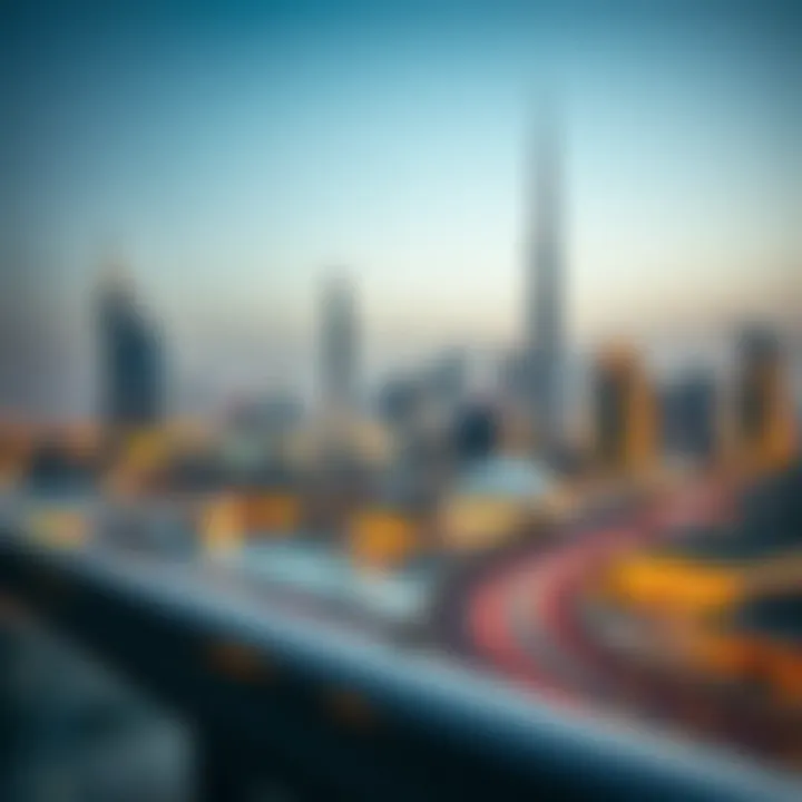 Scenic view of Dubai skyline with iconic structures