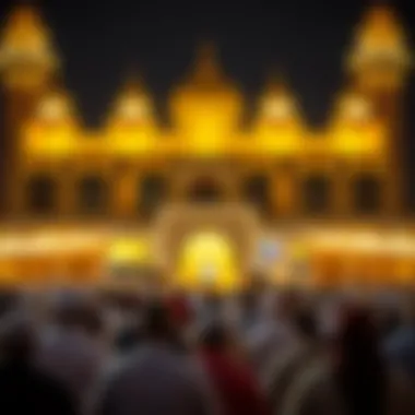 A vibrant community gathering for Jummah prayer in Dubai