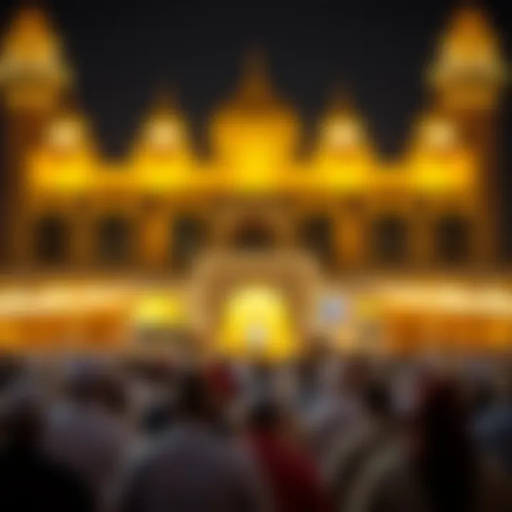 A vibrant community gathering for Jummah prayer in Dubai