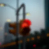 Traffic signal turning red in Dubai