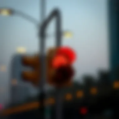 Traffic signal turning red in Dubai