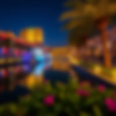 The enchanting waterways of Riverland Dubai reflecting the evening lights