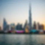 Dubai Skyline and Currency Symbols The vibrant skyline of Dubai with currency symbols overlay