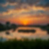 Stunning view of Al Nahda Pond Park at sunset