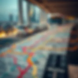 Detailed representation of a metro line map highlighting key routes in Dubai