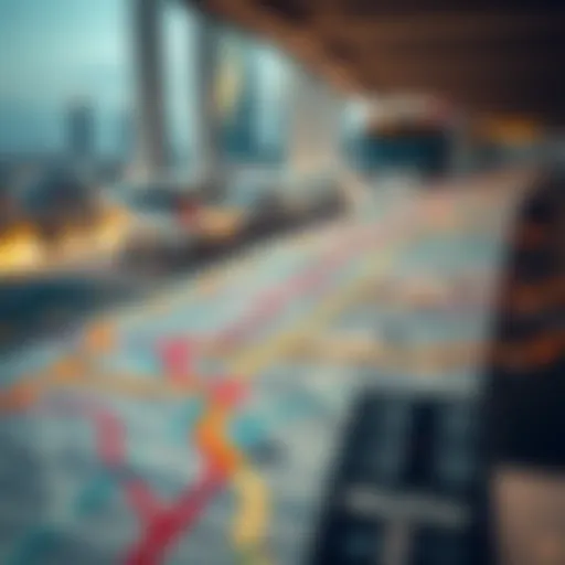 Detailed representation of a metro line map highlighting key routes in Dubai