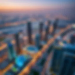 Aerial view showcasing the skyline of Sky View Dubai