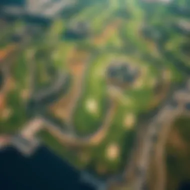 Aerial view of Yas Golf course showcasing its lush greens and layout