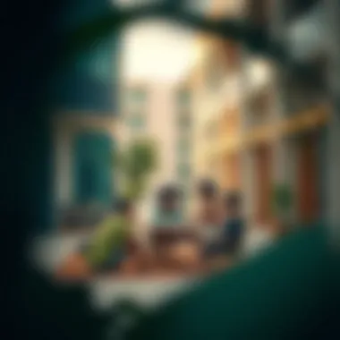 A vibrant community area within Yas Island staff housing, promoting social interactions