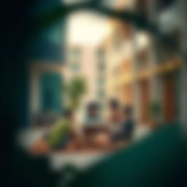 A vibrant community area within Yas Island staff housing, promoting social interactions