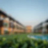 Scenic view of Yas Island staff housing complex showcasing modern architecture