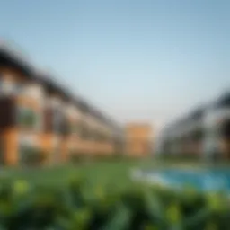 Scenic view of Yas Island staff housing complex showcasing modern architecture